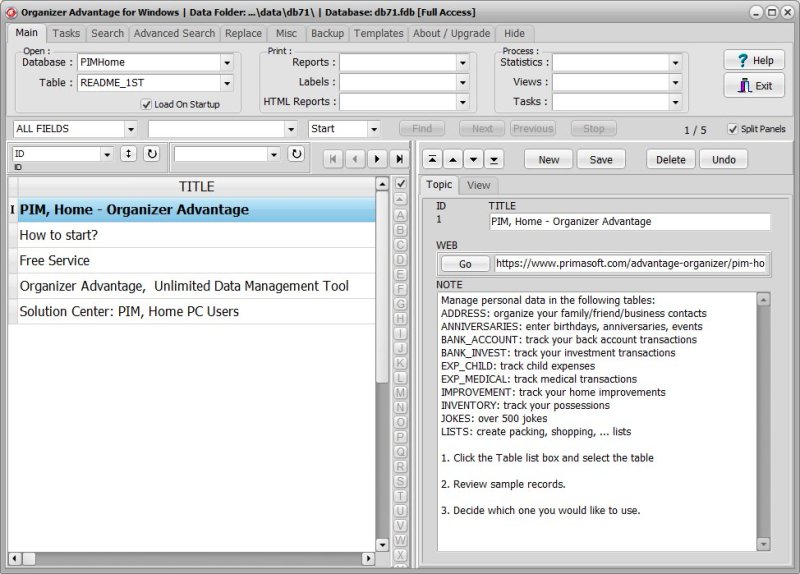 PIM Management Software for Windows PCs notes